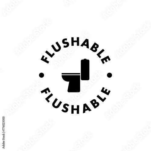 Flushable, wet toilet paper, label. Vector sticker for toilet paper packaging.