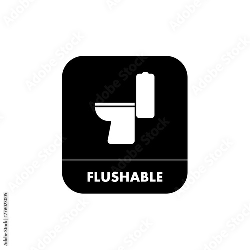 Flushable, wet toilet paper, label. Vector sticker for toilet paper packaging.