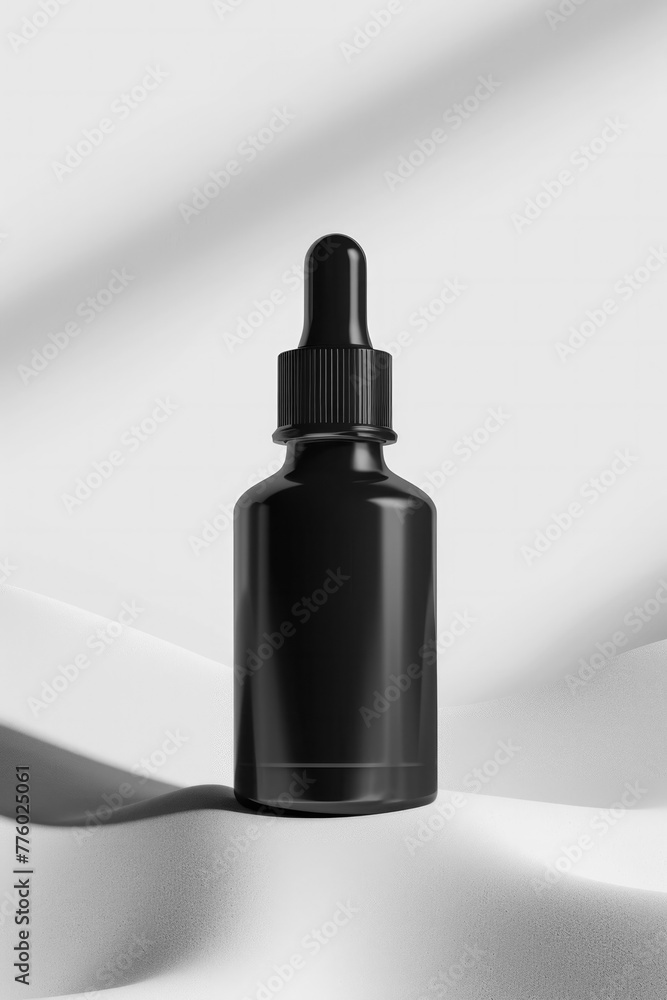 natural cosmetic skincare serum body cream black bottle on light background. template mockup showcase design creative sample black label product presentation. beauty and body care product concept natural cosmetic skincare serum body cream black bottle on light background. template mockup showcase design creative sample black label product presentation. beauty and body care product concept