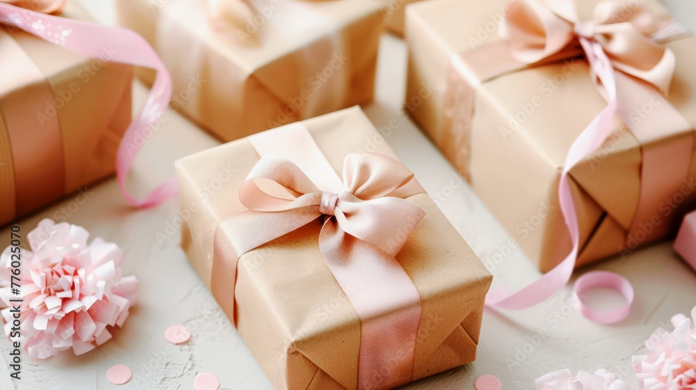 beautiful wrapped gifts, gift box with festive ribbons beautiful wrapped gifts, gift box with festive ribbons