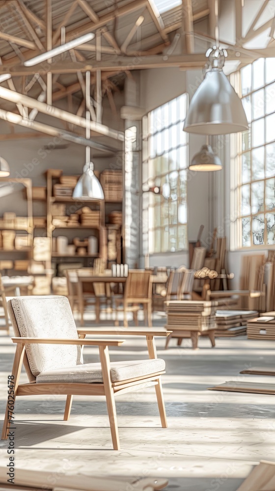 3D visualization of a furniture workshop