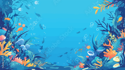 Underwater creature border template illustration 2d © iclute