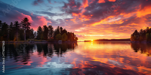 Tranquil Sunset Over a Serene Lake