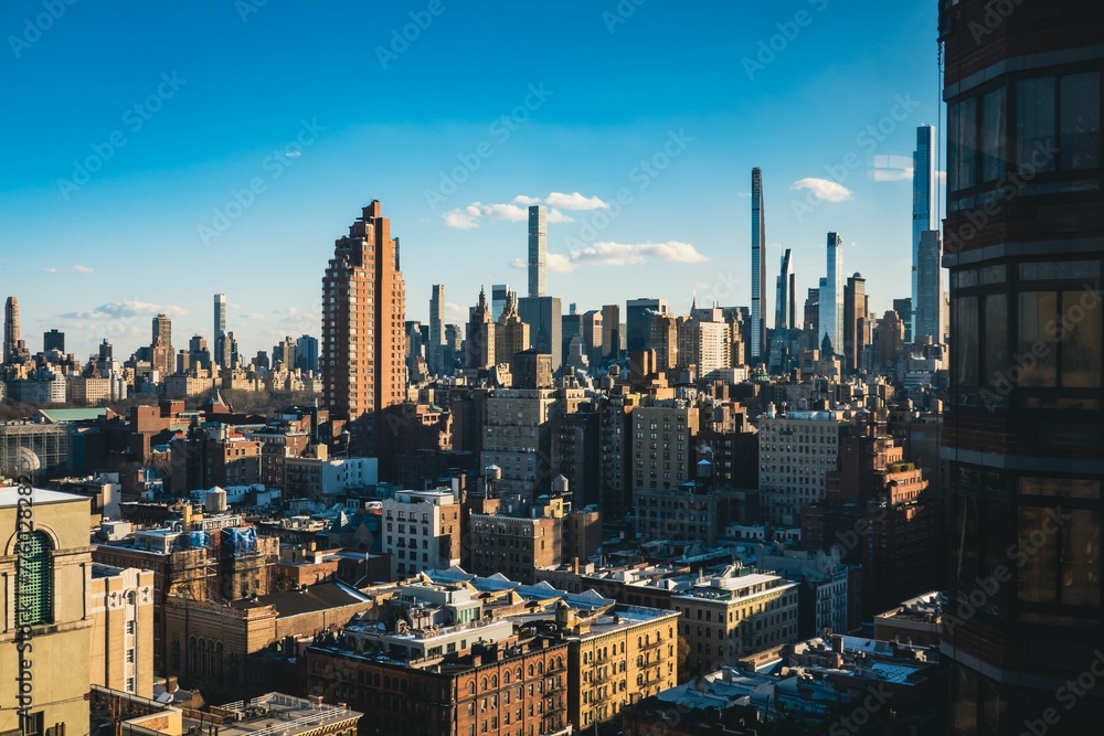 New York city Manhattan skyline and skyscraper on a sunny day