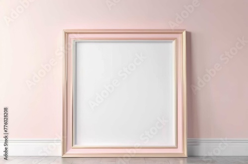 Pink Picture Frame on Floor in Front of Pink Wall mockup