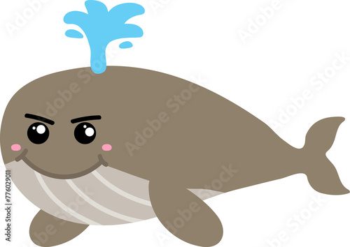 cute whale cartoon  sea animal