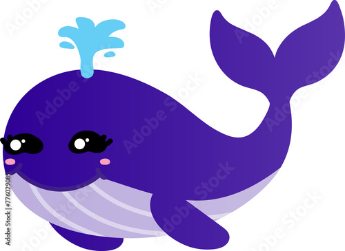 cute whale cartoon  sea animal