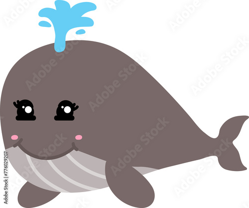 cute whale cartoon  sea animal