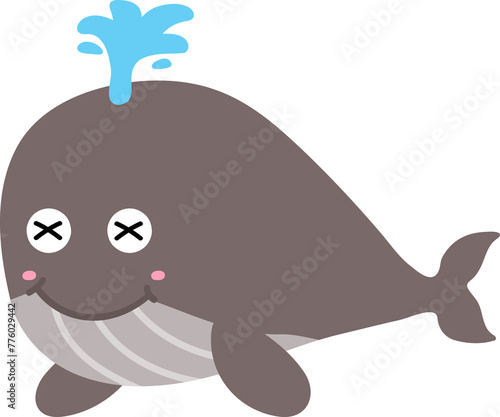 cute whale cartoon  sea animal