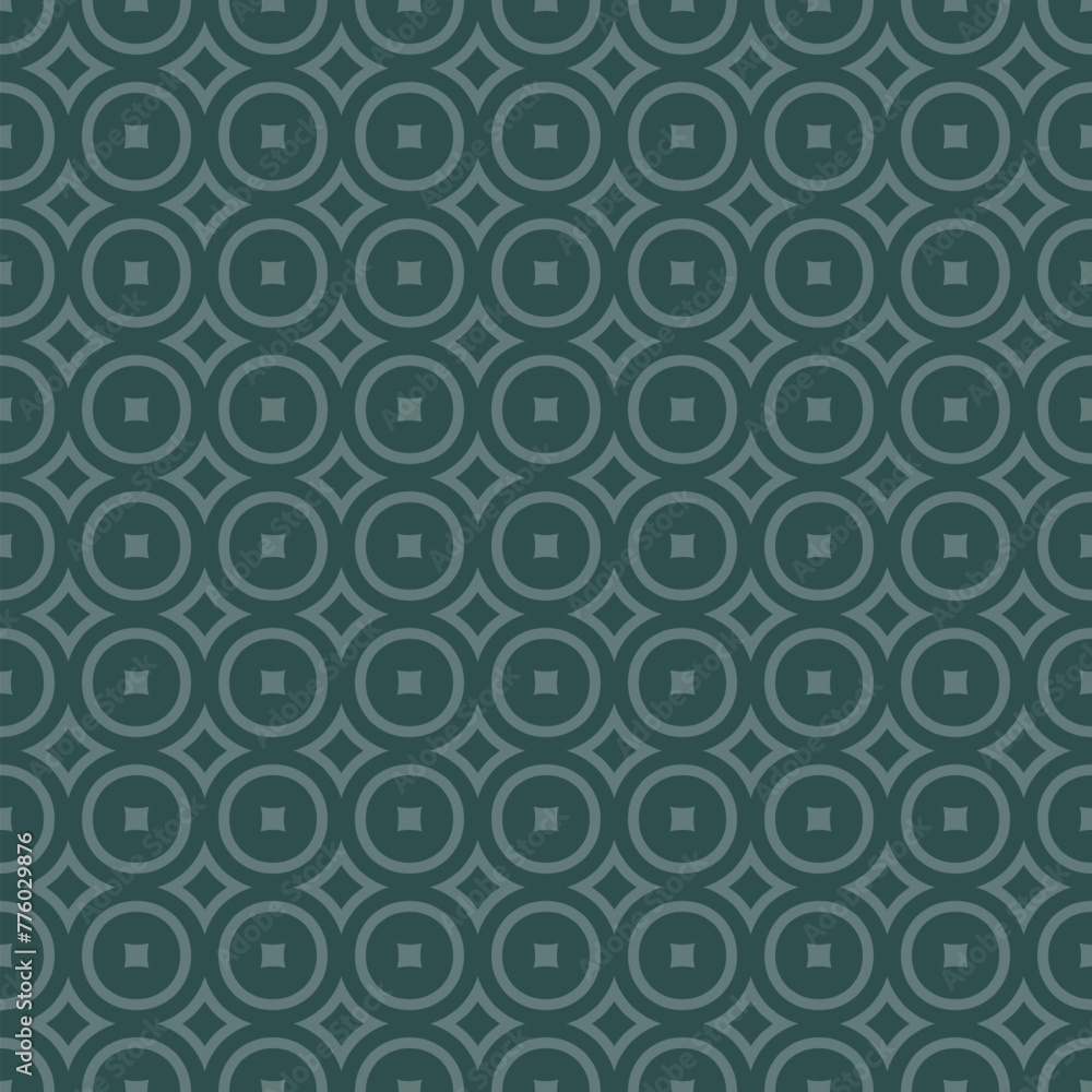 Simple vector geometric seamless texture. Abstract minimal pattern with small curved shapes, squares, circles, diamonds in regular grid, repeat tiles. Subtle dark green background. Elegant geo design Simple vector geometric seamless texture. Abstract minimal pattern with small curved shapes, squares, circles, diamonds in regular grid, repeat tiles. Subtle dark green background. Elegant geo design