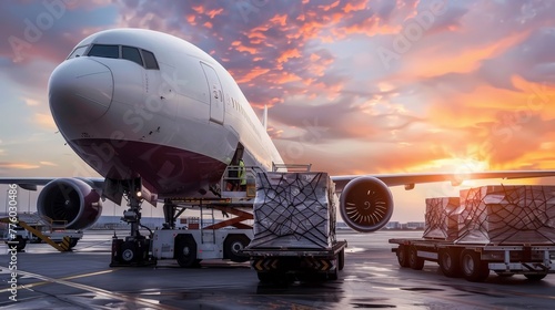 Air cargo trucking delivering goods across internati AI generated illustration