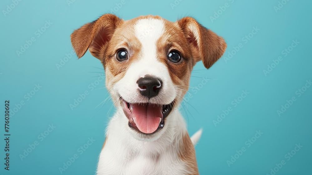 An adorable puppy popping out from a pastel backdrop  AI generated illustration