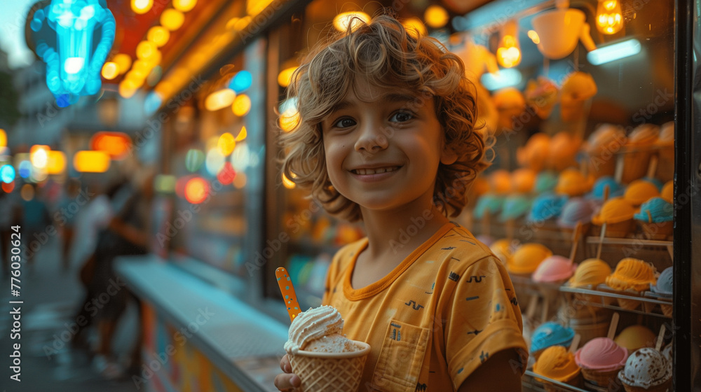 Kinderglück: Ein glückliches Kind mit Eiscreme