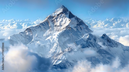 An awe-inspiring mountain peak covered in a blanket AI generated illustration