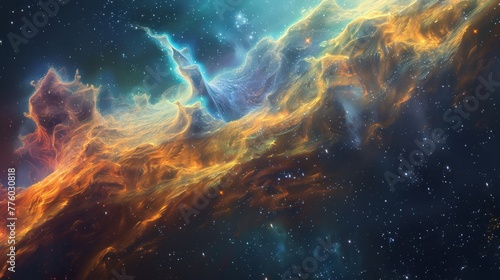 An otherworldly concept of cosmic colors merging in AI generated illustration