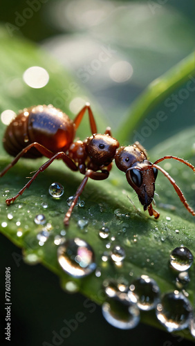 ant on leaf. ai generated © Abdul