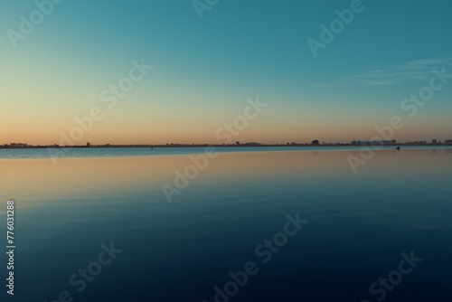 Beautiful shot of a blue sky reflected on a water