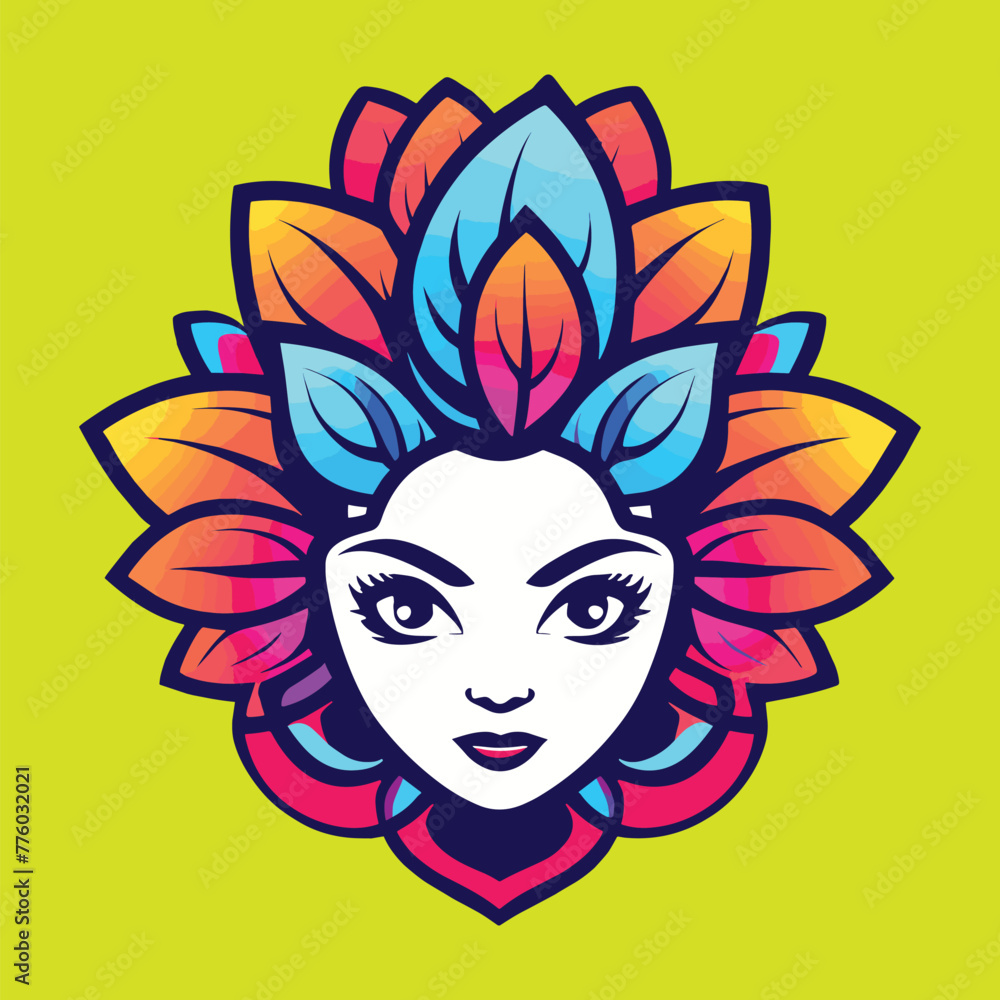 colorful woman flower vector illustration