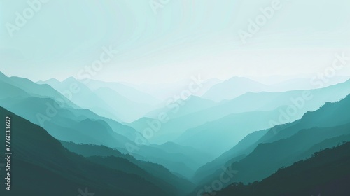 Misty Blue Mountains Cascade into the Valley