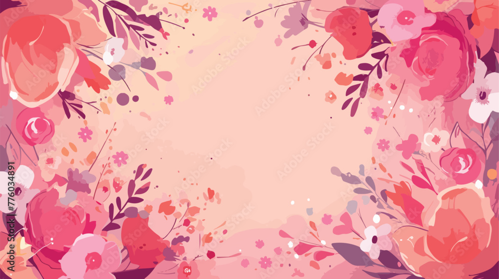 Vector template for card with watercolor pink splas
