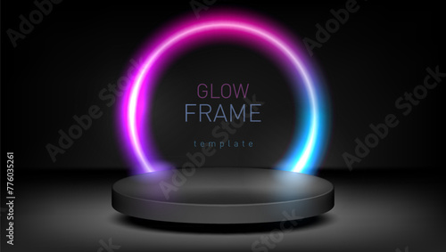 3D Clear Podium With RGB Neon Ring