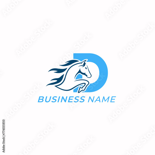 design logo combine letter D and horse
