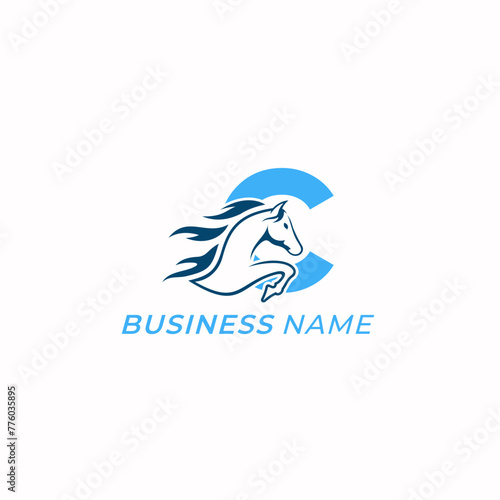 design logo creative letter C and horse
