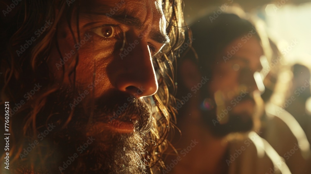 Emmaus Road Encounter A close-up of Jesus revealing AI generated illustration Emmaus Road Encounter A close-up of Jesus revealing AI generated illustration