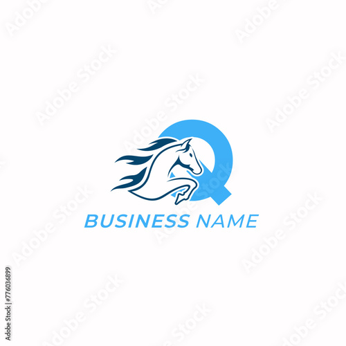 design logo creative letter Q and horse