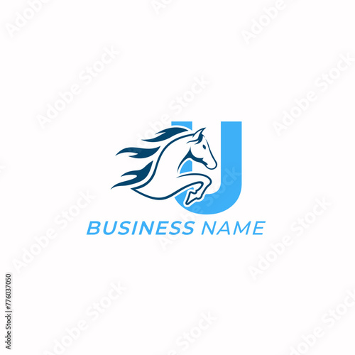 design logo combine letter U and horse
