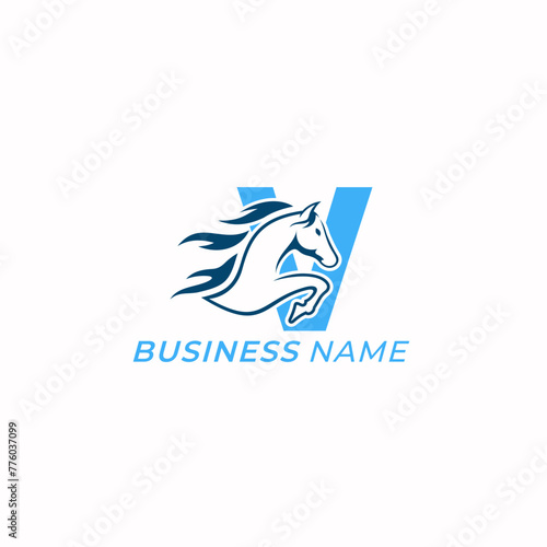 design logo combine letter V and horse