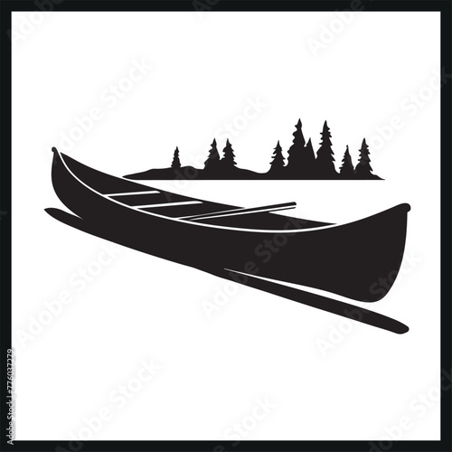 Canoe silhouette vector clipart 