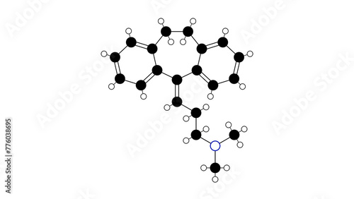 amitriptyline molecule, structural chemical formula, ball-and-stick model, isolated image dopamine antagonists