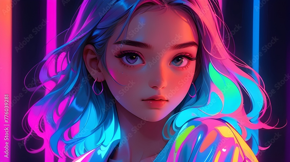 Ethereal Charm The Delicate Beauty of a Beautiful Girl Like Neon
