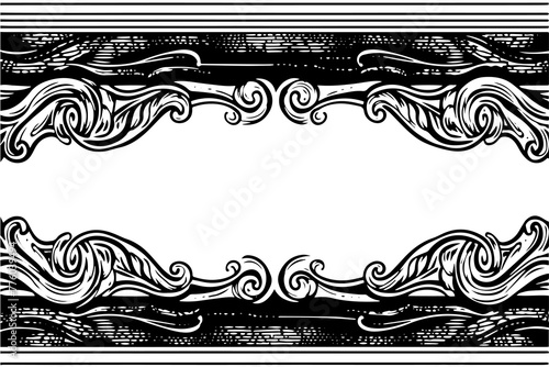 Vintage Victorian Ornamental Frame: Classic Rococo Vector Design with Golden Flourishes.Message Board. © Artem