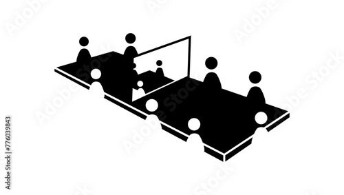 video conference, black isolated silhouette
