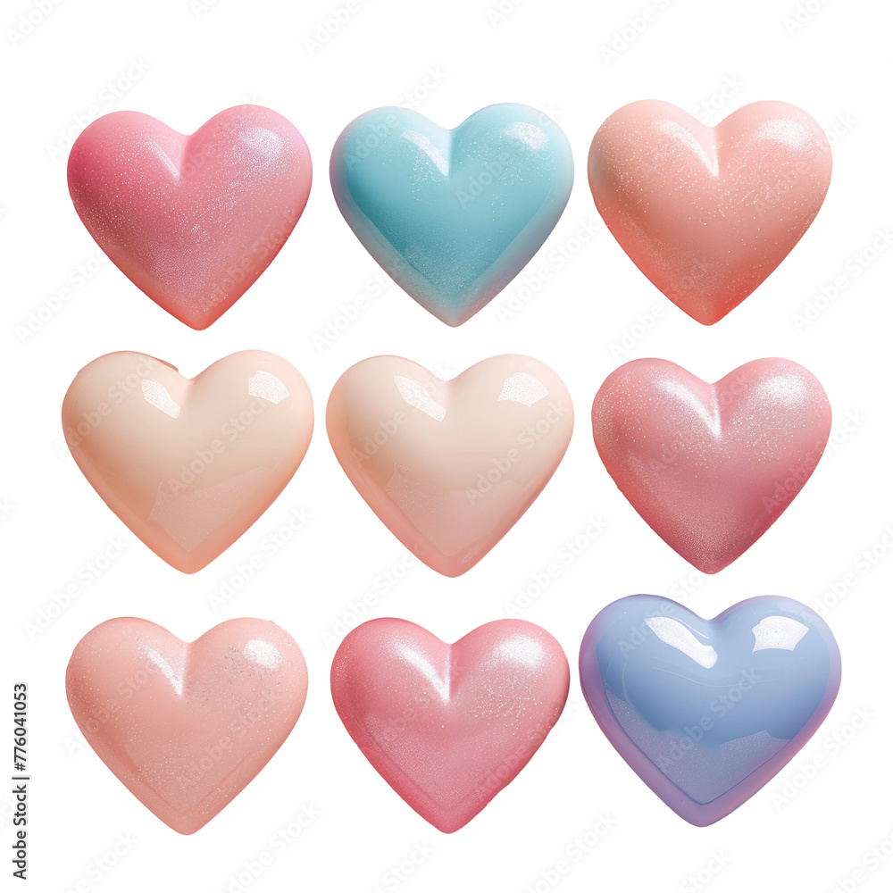 A close up of a group of hearts on a Transparent Background A close up of a group of hearts on a Transparent Background