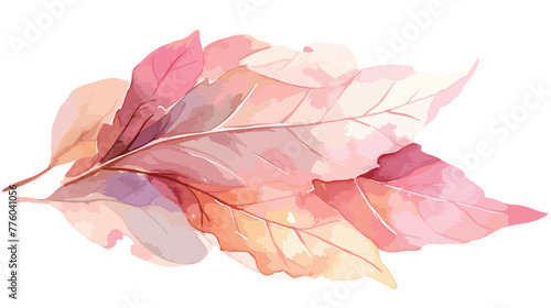 Watercolor leaf illustration Hand drawn pink petal © iclute
