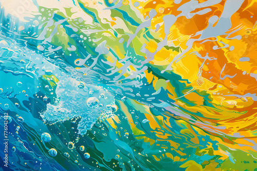 Colorful abstract background with waves © Olga