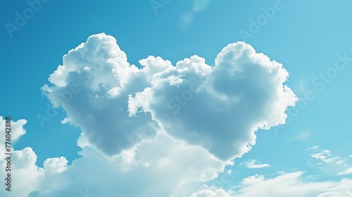Two Heart-Shaped Clouds in a Beautiful Sky, Capturing Pastel Dreams and Love’s Silhouette in a Serene Dance