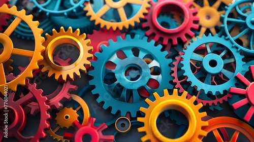 Vibrant Cogs and Gears Representing Creativity in Mechanical Design