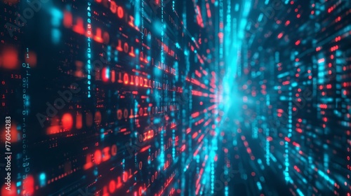 Digital binary code matrix background，technology data binary code network conveying connectivity
