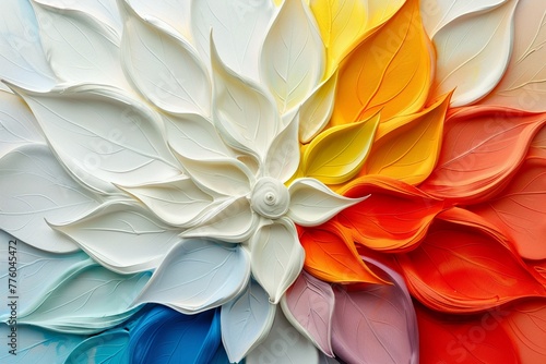 Rainbow petals swirl, colorful nursery room pattern, pristine white canvas ,3DCG,clean sharp focus photo