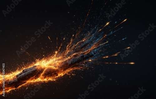Abstract mash line and point bullet in flames style on dark background with an inscription. Business net speed of a starry sky or space, consisting of stars and the universe. Vector illustration. Very photo