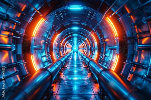 Particle Detector, particle accelerator, futuristic background