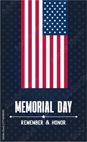 dark memorial day banner with stars pattern  poster american flag
