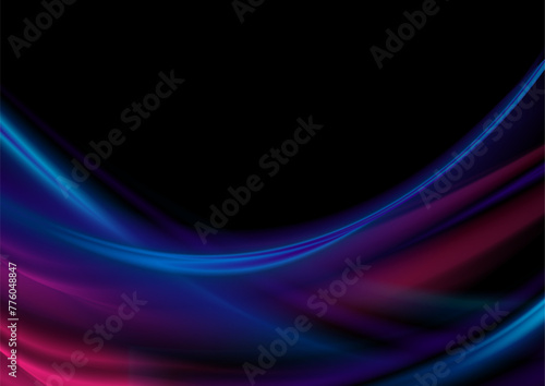 Abstract blue and purple smooth blurred waves elegant background. Vector graphic design