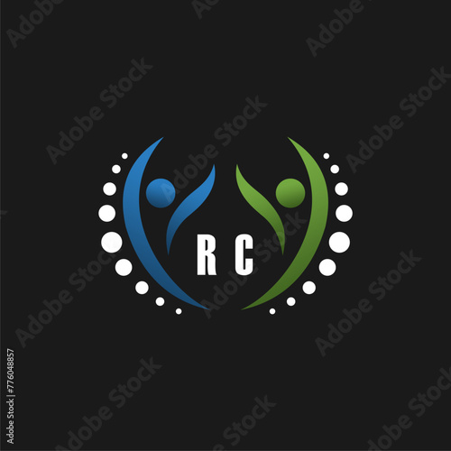 RC Initials medical health logo design templates vector