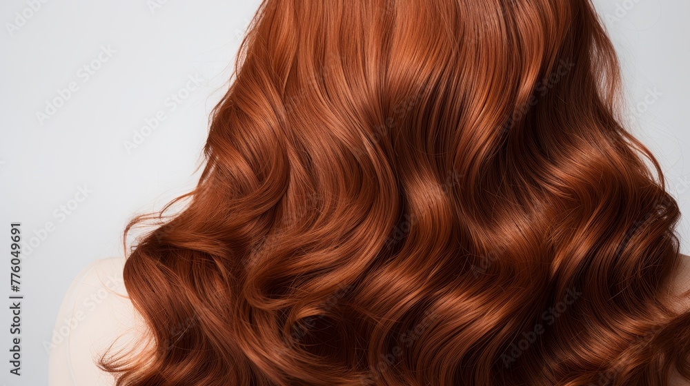 A shiny chestnut wig with curly texture A shiny chestnut wig with curly texture