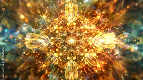Layers of radiant gold hues blending into a glitteri AI generated illustration
